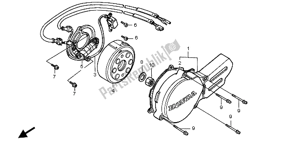 Todas las partes para Tapa Del Cárter Izquierdo Y Generador de Honda CR 80R SW 1996