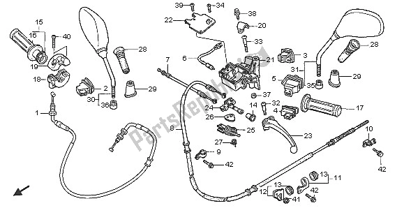 All parts for the Handle Lever & Switch & Cable of the Honda SH 150 2005