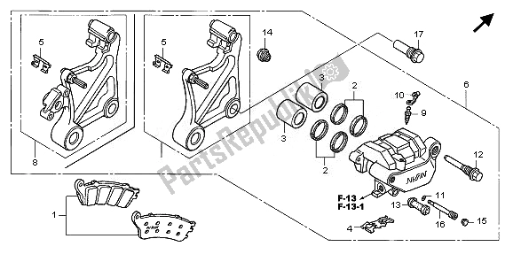 All parts for the Rear Brake Caliper of the Honda NT 700 VA 2010