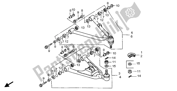 Alle onderdelen voor de Voorste Arm van de Honda TRX 400 EX Fourtrax 2000