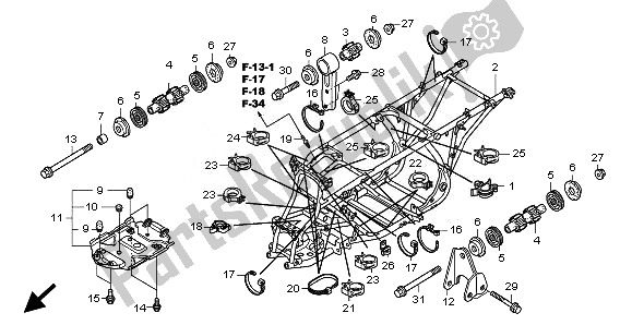 All parts for the Frame Body of the Honda TRX 500 FA Fourtrax Foreman Rubicon 2008