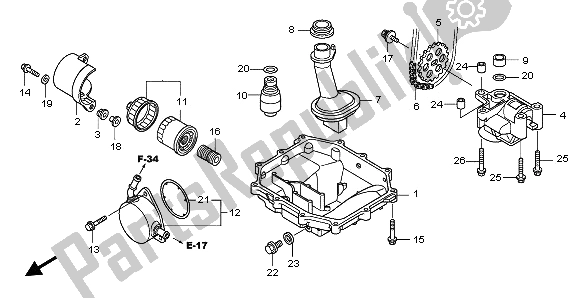 All parts for the Oil Pan & Oil Pump of the Honda CBF 1000A 2006