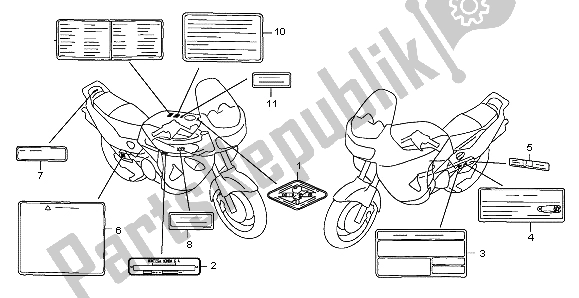 All parts for the Caution Label of the Honda XL 1000V 2007