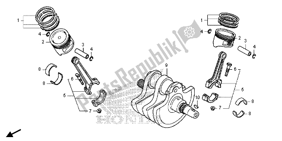 All parts for the Crankshaft of the Honda VT 750 CS 2013