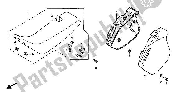 Todas las partes para Asiento Y Cubierta Lateral de Honda CR 250R 1991