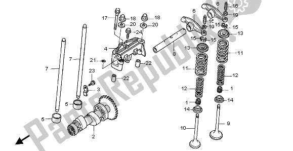 Todas las partes para árbol De Levas Y Válvula de Honda TRX 350 FE Fourtrax 4X4 ES 2004