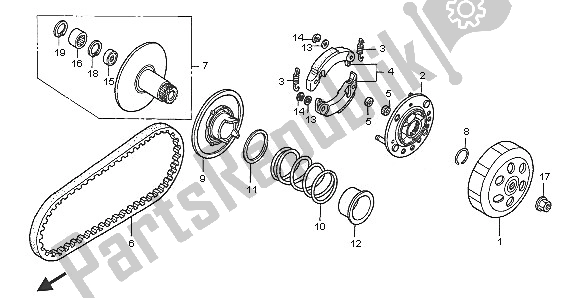 All parts for the Driven Face of the Honda NPS 50 2005