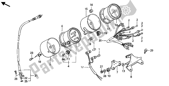 All parts for the Meter (kmh) of the Honda XBR 500 1985