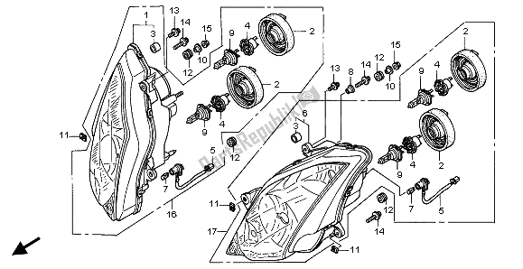 All parts for the Headlight (uk) of the Honda VFR 800A 2002