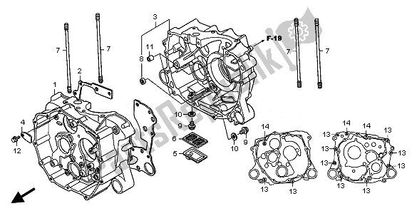 All parts for the Crankcase of the Honda TRX 250X 2010