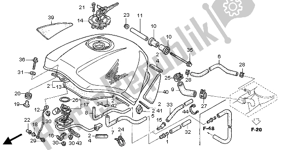 All parts for the Fuel Tank of the Honda ST 1300 2006
