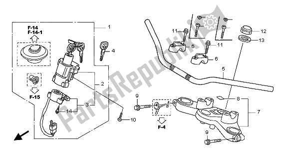 Tutte le parti per il Gestire Il Tubo E Il Ponte Superiore del Honda XL 125V 80 KMH 2003