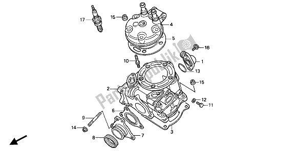 Todas las partes para Cilindro Y Culata de Honda CR 125R 1991