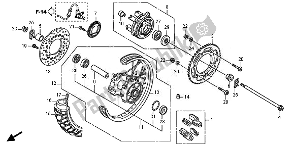 All parts for the Rear Wheel of the Honda XL 700V Transalp 2011