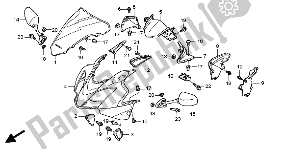 Tutte le parti per il Cappuccio Superiore del Honda VFR 800 2004