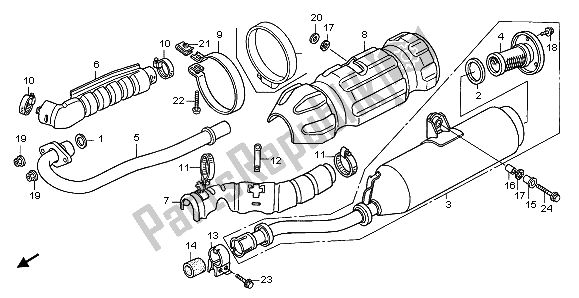 All parts for the Exhaust Muffler of the Honda TRX 500 FA Fourtrax Foreman 2004