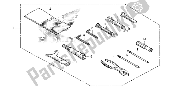 Alle onderdelen voor de Hulpmiddelen van de Honda VT 1300 CXA 2013