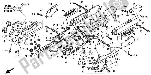 All parts for the Exhaust Muffler of the Honda GL 1800 2013