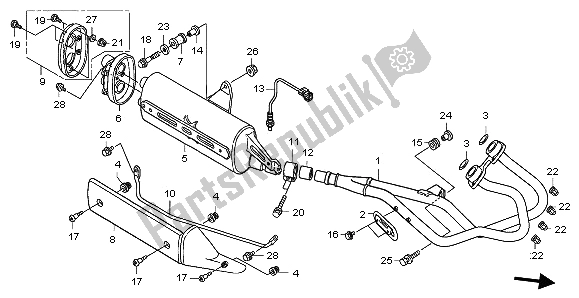 All parts for the Exhaust Muffler of the Honda FJS 400A 2009