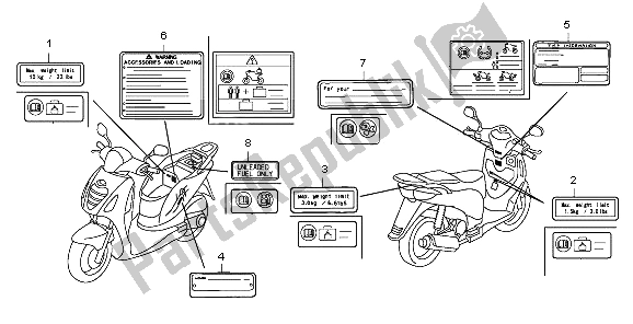 Todas las partes para Etiqueta De Precaución de Honda PES 150R 2009