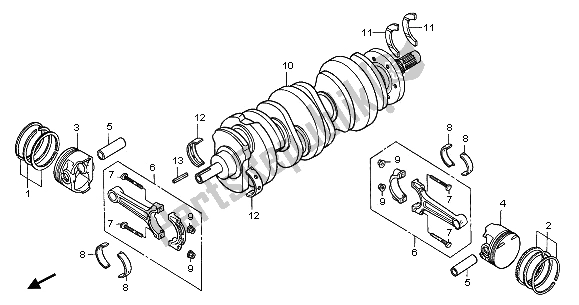 All parts for the Crankshaft & Piston of the Honda GL 1800A 2005