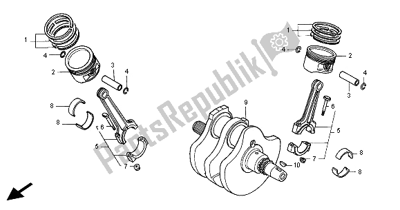 All parts for the Crankshaft & Piston of the Honda VT 750C 2000