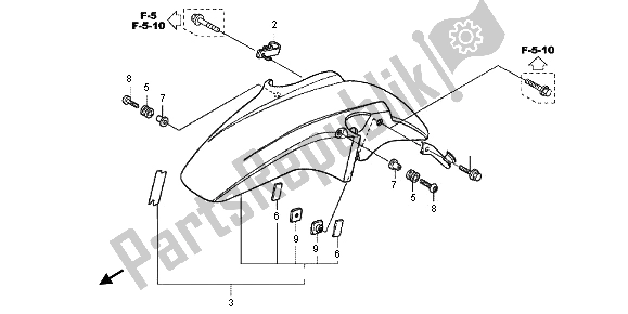 All parts for the Front Fender of the Honda CBF 1000 FT 2012