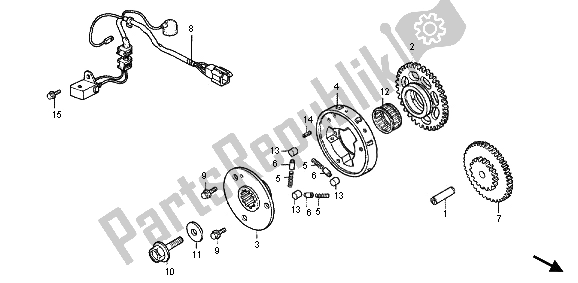 All parts for the Pulse Generator & Starting Clutch of the Honda RVF 400R 1995