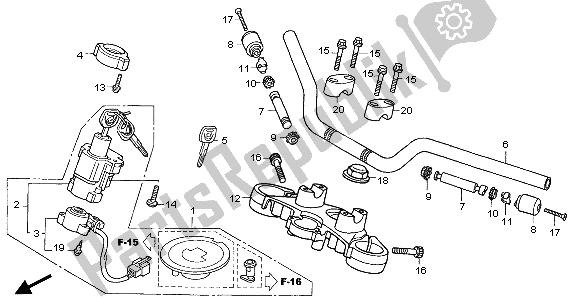 Alle onderdelen voor de Handvatpijp & Hoogste Brug van de Honda CBF 500 2007