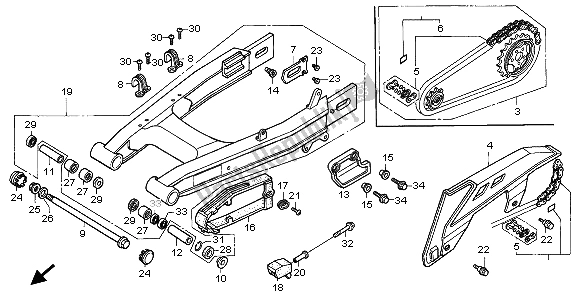 Todas las partes para Basculante Y Caja De Cadena de Honda XRV 750 Africa Twin 1999