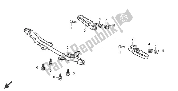 All parts for the Step of the Honda CRF 50F 2005