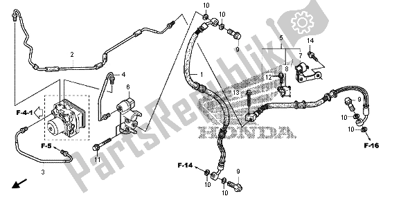 Alle onderdelen voor de Achterste Remleiding van de Honda FES 125A 2012