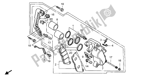 All parts for the Front Brake Caliper of the Honda CB 250 1996