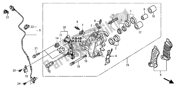 All parts for the Front Brake Caliper of the Honda VT 750 CS 2013