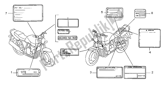 All parts for the Caution Label of the Honda CB 1000F 1995