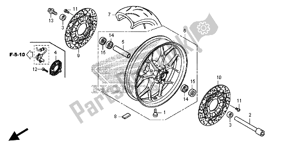 Alle onderdelen voor de Voorwiel van de Honda CBR 600 RA 2013