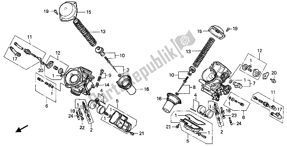 All parts for the Carburetor (component Parts) of the Honda XL 600 1988