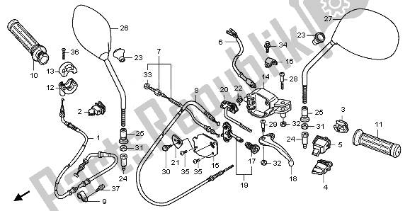 All parts for the Handle Lever & Switch & Cable of the Honda NHX 110 WH 2008