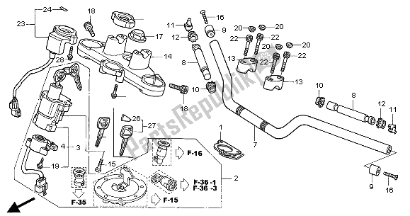 Todas las partes para Manejar Tubo Y Puente Superior de Honda NT 650V 2001