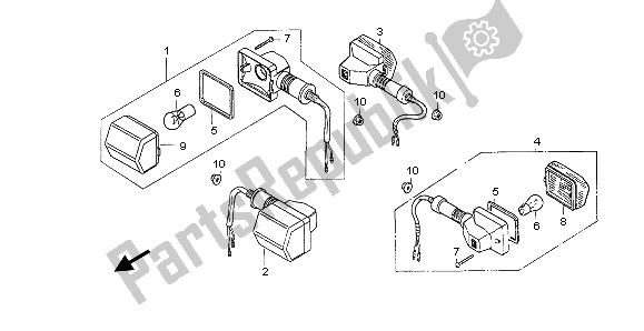 All parts for the Winker of the Honda NX 650 1996