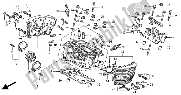 All parts for the Cylinder Head (rear) of the Honda VT 750C 2000