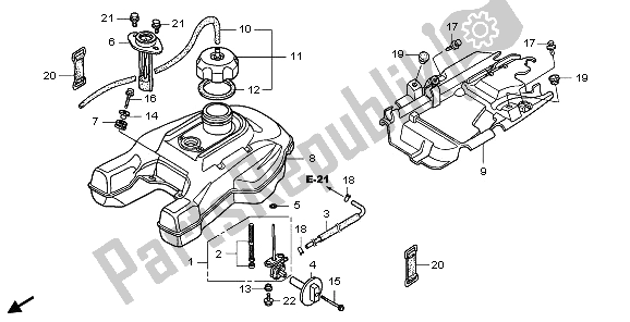 Todas as partes de Tanque De Combustível do Honda TRX 500 FA Fourtrax Foreman 2003