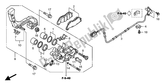 All parts for the Rear Brake Caliper of the Honda VFR 1200F 2011