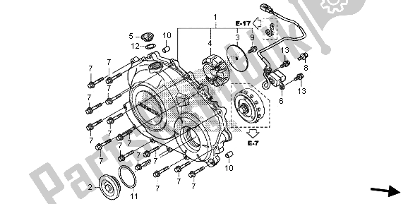 All parts for the Right Crankcase Cover of the Honda CB 1000 RA 2013