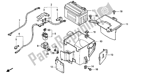 All parts for the Battery & Battery Box of the Honda CBR 600F 1992