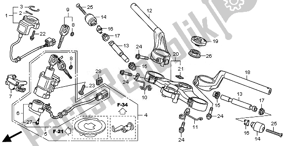 All parts for the Handle Pipe & Top Bridge of the Honda VFR 1200F 2011