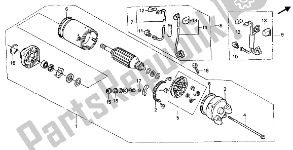 All parts for the Starting Motor of the Honda VT 600C 1989
