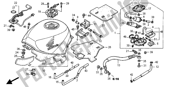 Tutte le parti per il Serbatoio Di Carburante del Honda VFR 800 FI 1998