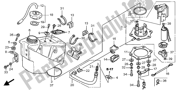 All parts for the Fuel Tank of the Honda CRF 450R 2010