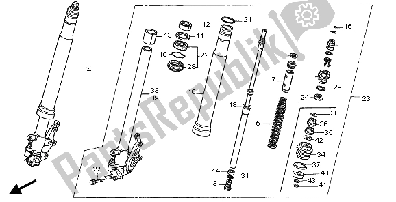All parts for the Front Fork of the Honda VTR 1000 SP 2006